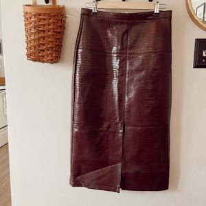 Topshop Faux Crocodile Pencil Skirt
